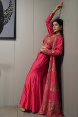 Deep Pink Chanderi Silk Fabric Women Ethnic Wear Deep Pink Chanderi Silk Fabric Women Ethnic Wear