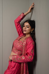 Deep Pink Chanderi Silk Fabric Women Ethnic Wear Deep Pink Chanderi Silk Fabric Women Ethnic Wear