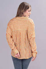 Beige Viscose Bengal Stripe Print Western Shirt