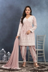 Blush Bloom Light Pink Kurta, Dhoti & Dupatta Set
