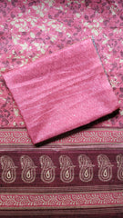 Women Unstitched Printed Tussar silk Pink Color Dress Material
