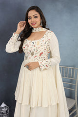 Clean & Chic Of White Top Palazzo Ensemble with Dupatta