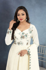 Pure Elegance Of White Gown with Flowing Dupatta