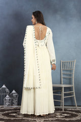 Pure Elegance Of White Gown with Flowing Dupatta