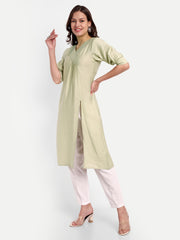 Designer Light Green Cotton Kurta