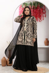 Classic Black Embroidered A-Line Kurta & Palazzo Set