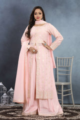 Graceful Pink Kurta With Palazzo & Dupatta Elegance