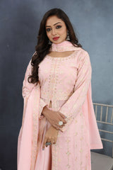 Graceful Pink Kurta With Palazzo & Dupatta Elegance