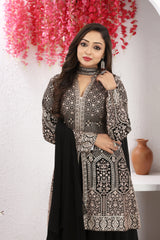 Majestic Allure of Black Kurta, Palazzo, and Choker Dupatta Set