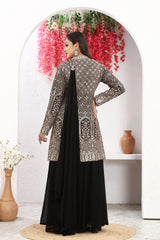 Majestic Allure of Black Kurta, Palazzo, and Choker Dupatta Set