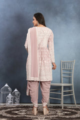 Blush Bloom Light Pink Kurta, Dhoti & Dupatta Set