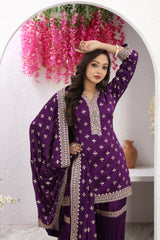 Rustic Radiance Purple Sharara Set with Luxe Dupatta