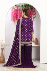 Rustic Radiance Purple Sharara Set with Luxe Dupatta