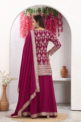 Radiant in Hot Pink Kurta Palazzo Set with Elegant Dupatta