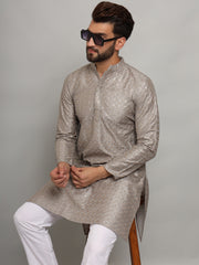 Gray Toned Silk Kurta With Sequin Embroidery