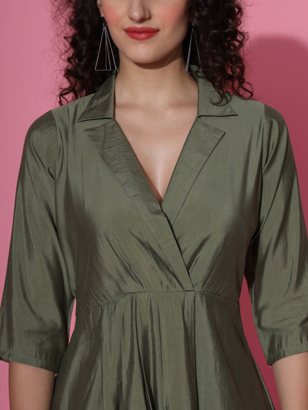 Olive Green Western Wrap Dress For Women fabdyor.com Olive Green Western Wrap Dress For Women fabdyor.com
