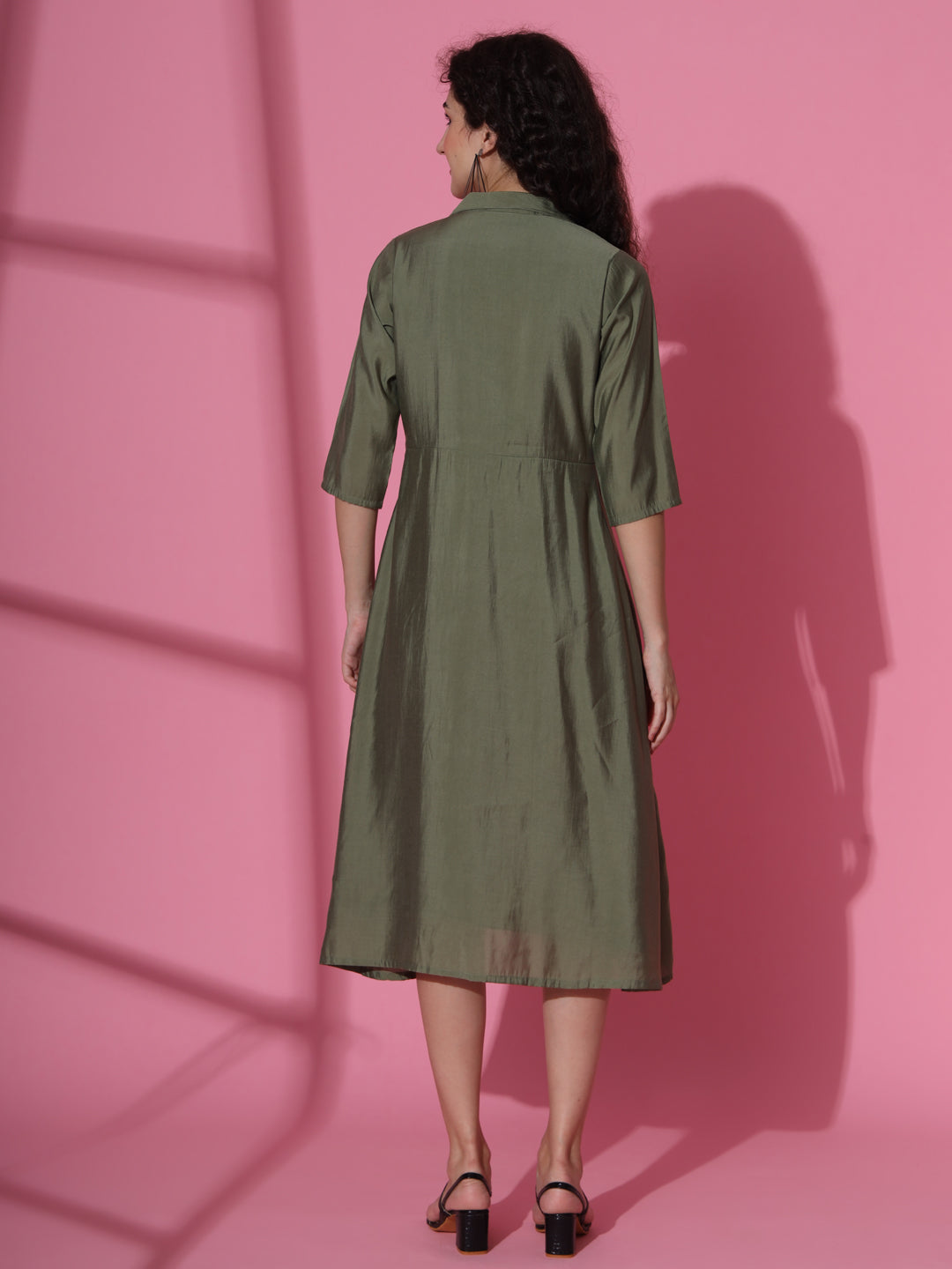 Olive Green Western Wrap Dress For Women fabdyor.com Olive Green Western Wrap Dress For Women fabdyor.com