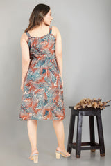 Multi Color Object Print Crepe Fabrics Western Dress