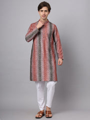 Red and Green Sequence With Printed Rayon Kurta