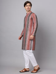 Red and Green Sequence With Printed Rayon Kurta