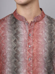 Red and Green Sequence With Printed Rayon Kurta