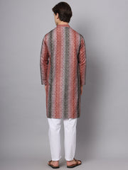 Red and Green Sequence With Printed Rayon Kurta