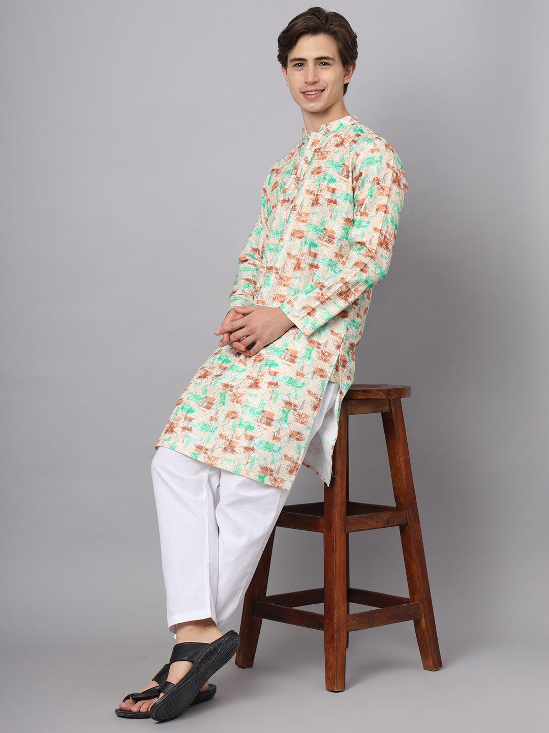 Multi Color Rayon Printed Men's Kurta