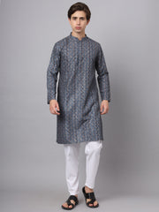 Navy Blue Paisley Print Rayon Kurta