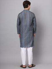 Navy Blue Paisley Print Rayon Kurta