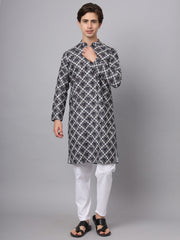 Black And White Checks Printed Rayon Kurta