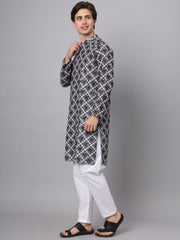 Black And White Checks Printed Rayon Kurta