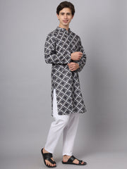 Black And White Checks Printed Rayon Kurta