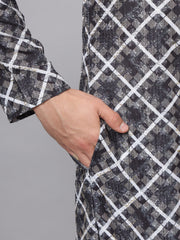 Black And White Checks Printed Rayon Kurta