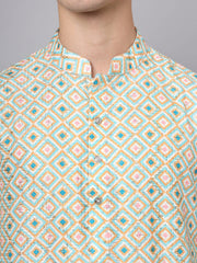 Multi Color Abstract Printed Rayon Kurta