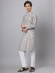 Multi Color Chinon Paisley Printed Ethnic Kurta