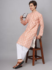 Peach Color Chinon Paisley Printed Ethnic Kurta