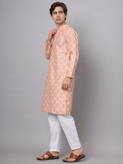 Peach Color Chinon Paisley Printed Ethnic Kurta