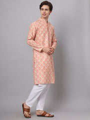 Peach Color Chinon Paisley Printed Ethnic Kurta