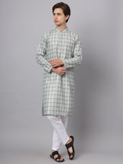 Sky Blue Color Chinon Abstract Printed Ethnic Kurta