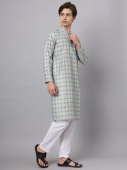 Sky Blue Color Chinon Abstract Printed Ethnic Kurta