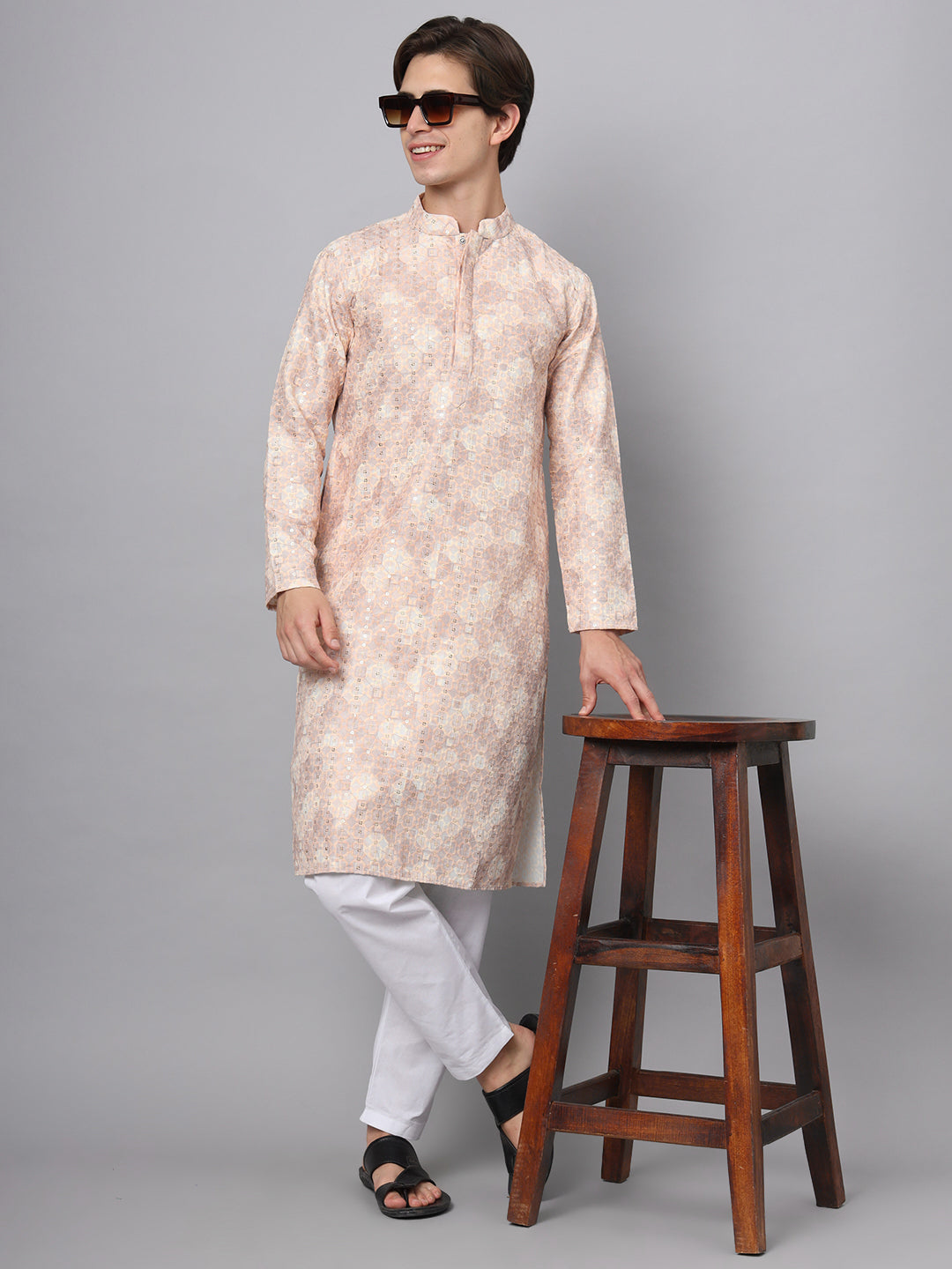 Multi Color Printed Ethnic Chinon Kurta