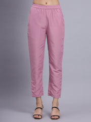Pink Cotton Texture Overlap Pleat Kurta Pant Set