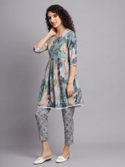 Chic Crepe Floral Printed Midi Dress Co Ord Set