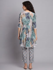Chic Crepe Floral Printed Midi Dress Co Ord Set