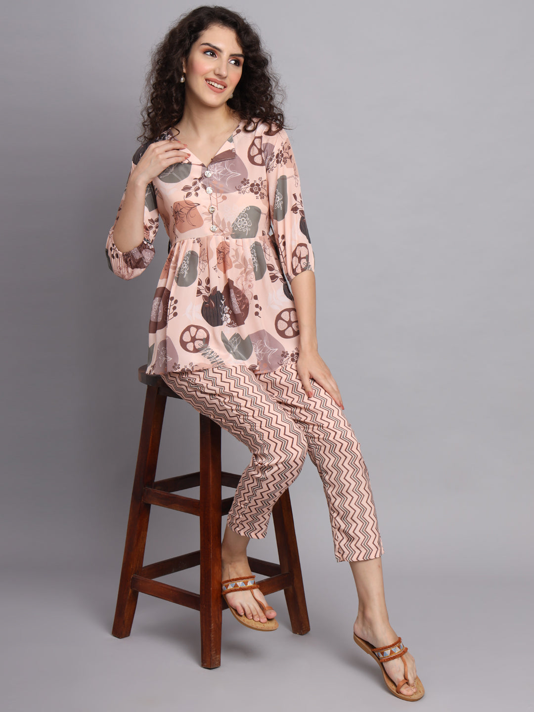 French Crepe Floral Printed Western Co-Ord Set