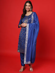 Blue Women Ethnic Kurti Pant With Dupatta