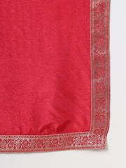 Red Women Ethnic Kurti Pant With Dupatta