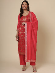 Red Women Ethnic Kurti Pant With Dupatta