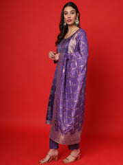 Purple Women Ethnic Kurti Pant With Dupatta