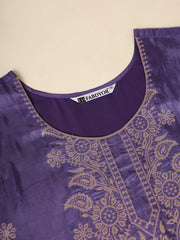 Purple Women Ethnic Kurti Pant With Dupatta